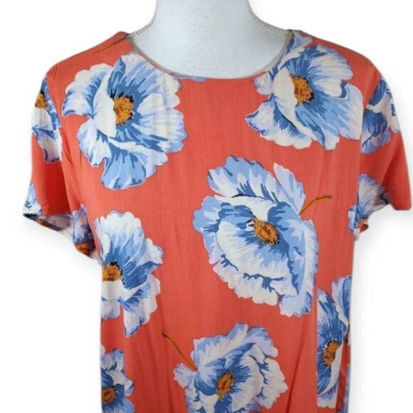 FOREVER 21 ORANGE & BLUE FLORAL DRESS SZ.M EUC. - Picture 2 of 5